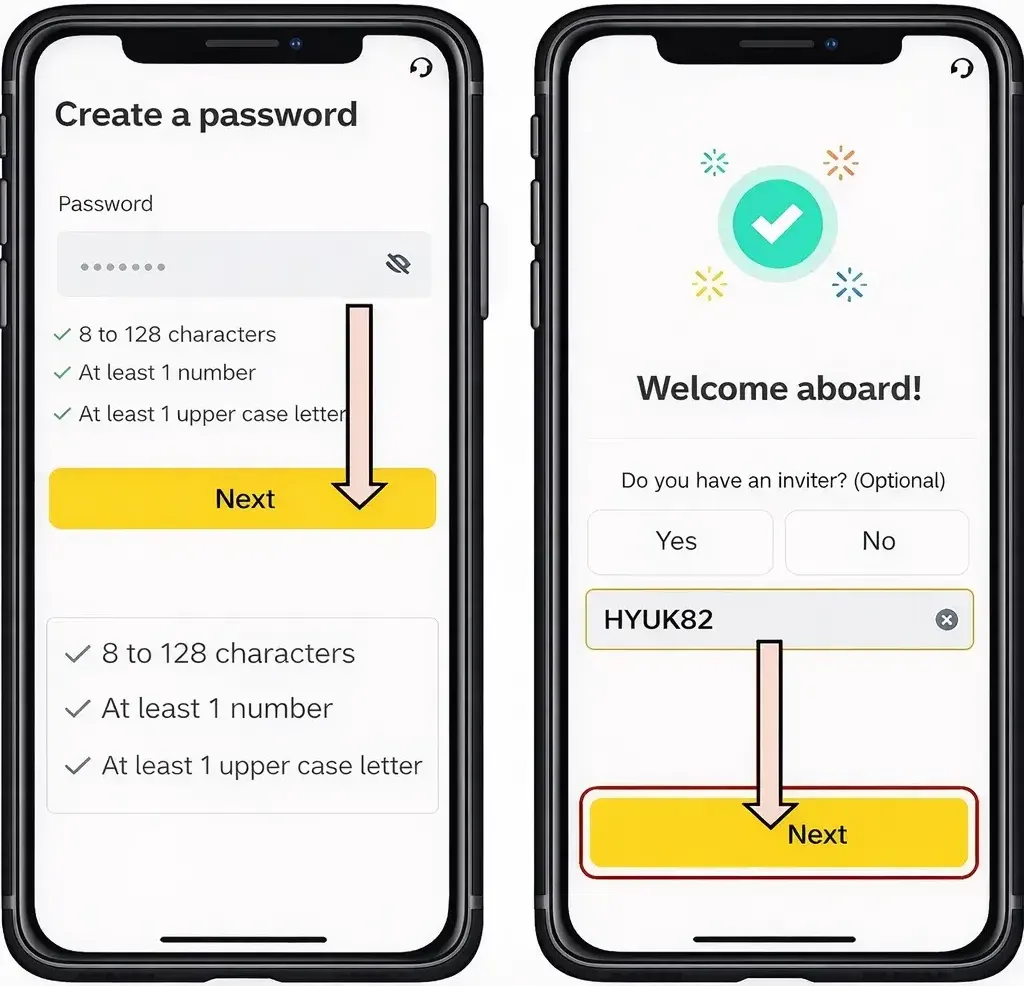 Enter Your Password and Referral Code